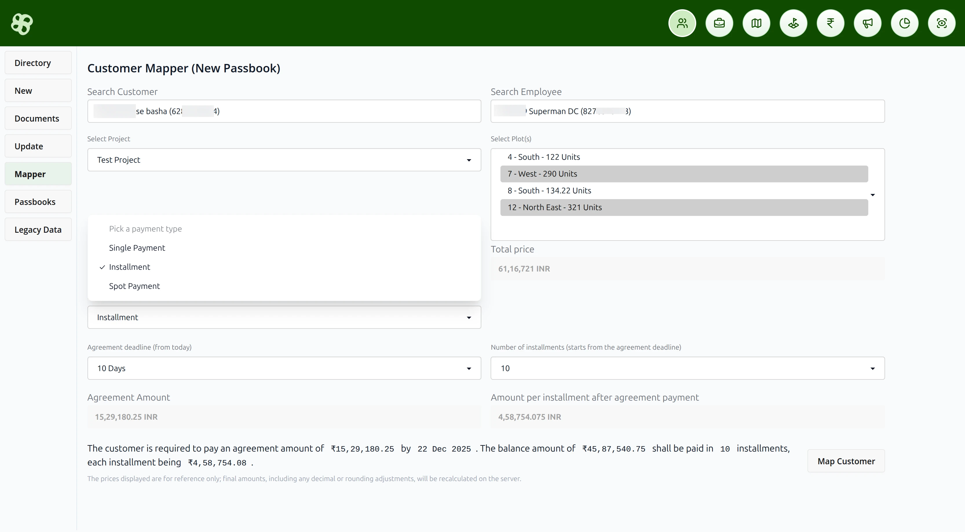 Customer Passbook Creation
